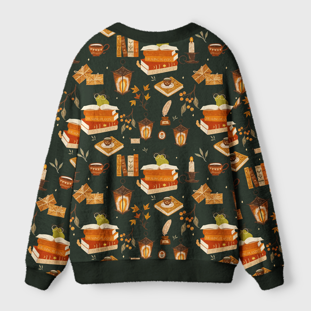 Pagewings Cozy Autumn Reading Light Knit Unisex Cardigan Sweaters