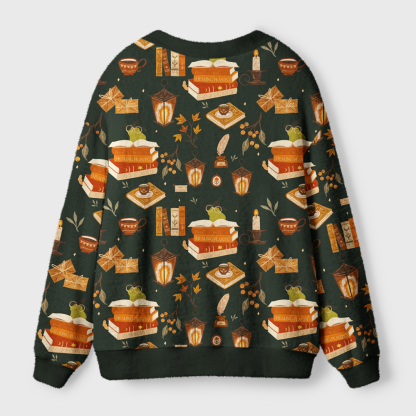 Pagewings Cozy Autumn Reading Light Knit Unisex Cardigan Sweaters