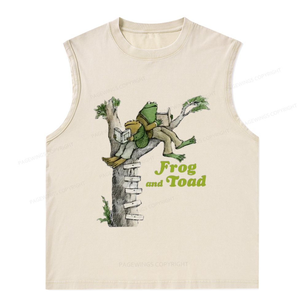 Pagewings Frog and Toad Old Book Unisex Washed Tank Top