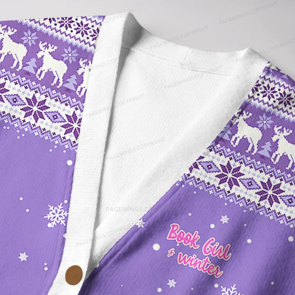 Pagewings Book Girl Winter Unisex Ugly Cardigan Sweaters