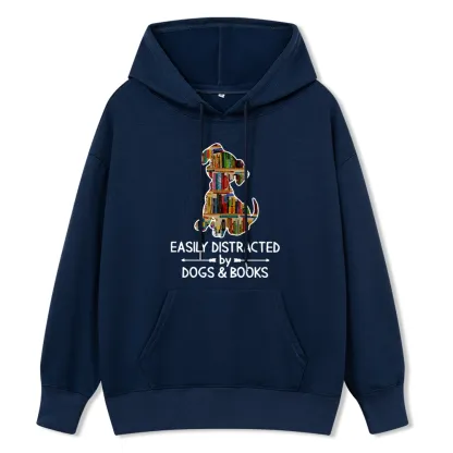 Pagewings Easily Distracted By Dogs And Books Unisex Classic Hoodie