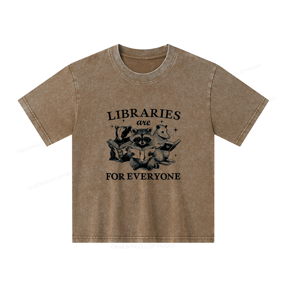 Pagewings Libraries Are For Everyone Unisex Kids Washed T-shirt