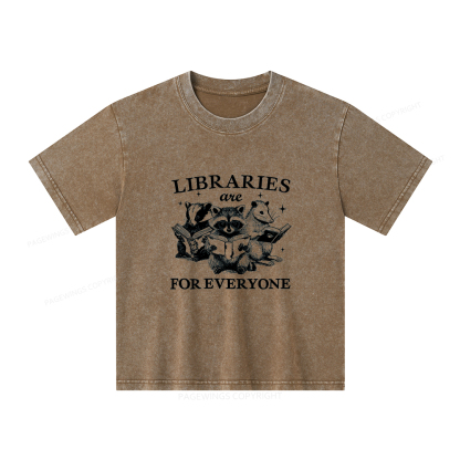 Pagewings Libraries Are For Everyone Unisex Kids Washed T-shirt