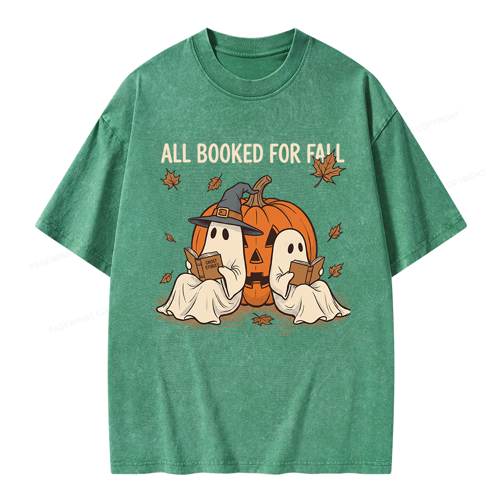Pagewings All Booked For Fall Unisex Washed T-shirt