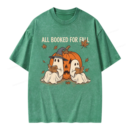 Pagewings All Booked For Fall Unisex Washed T-shirt