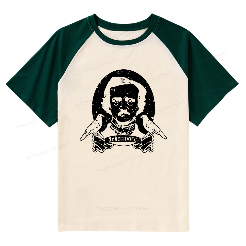 Pagewings Literary Vintage Stephen Allen King HP Lovecraft Book Raglan T-shirt