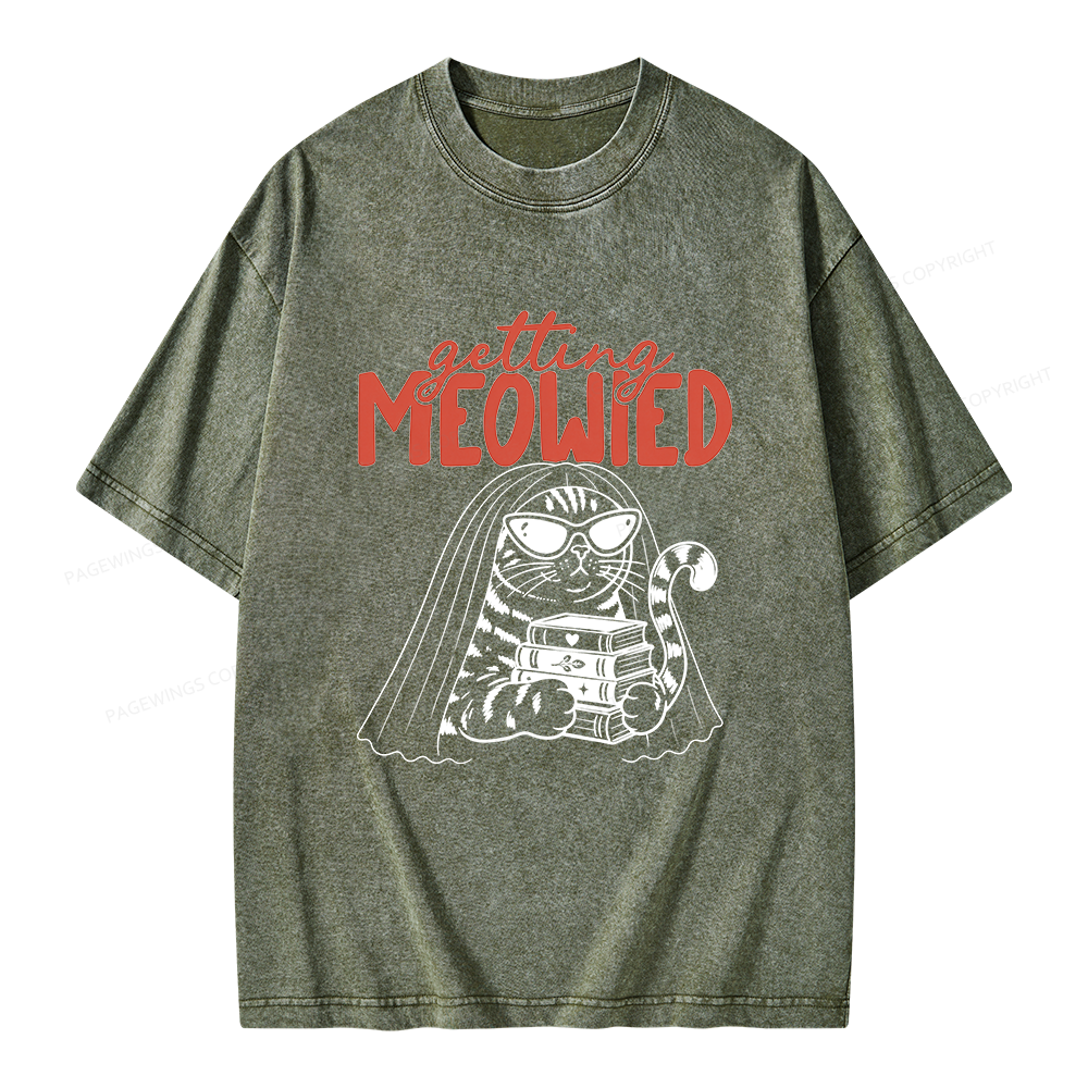 Pagewings Getting Meowied Unisex Washed T-shirt