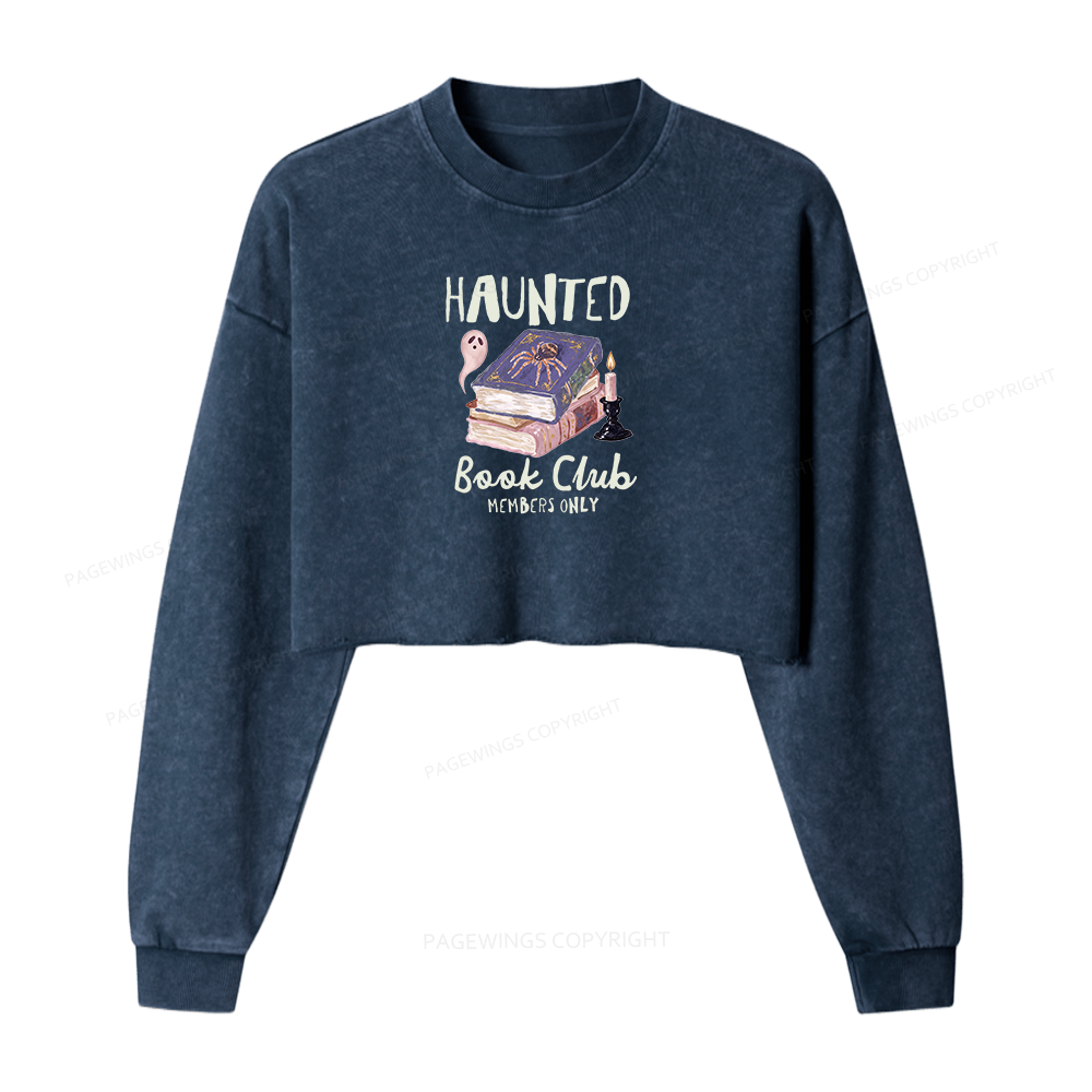 Pagewings Haunted Book Washed Crop Sweatshirt