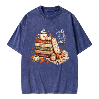 Pagewings Fall Bookish Unisex Washed T-shirt