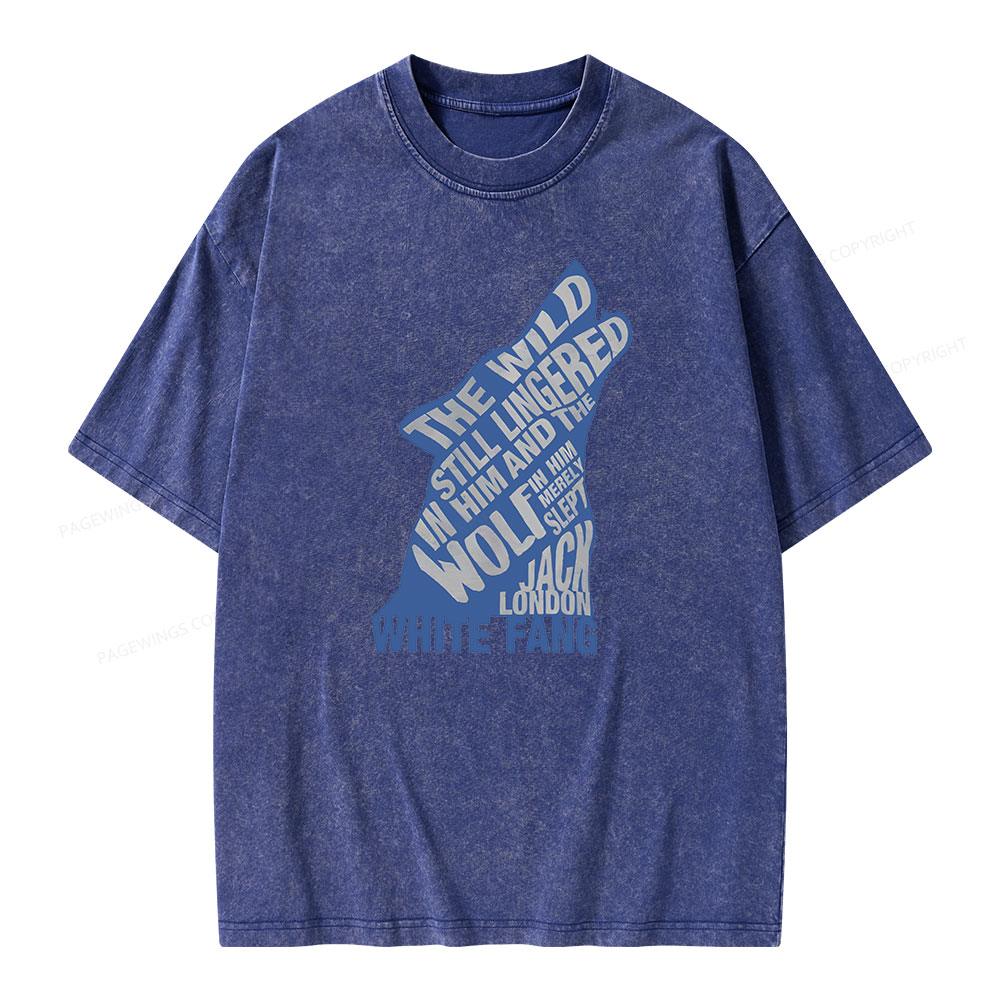 Pagewings White Fang by Jack London Blue Book Quote Unisex Washed T-shirt