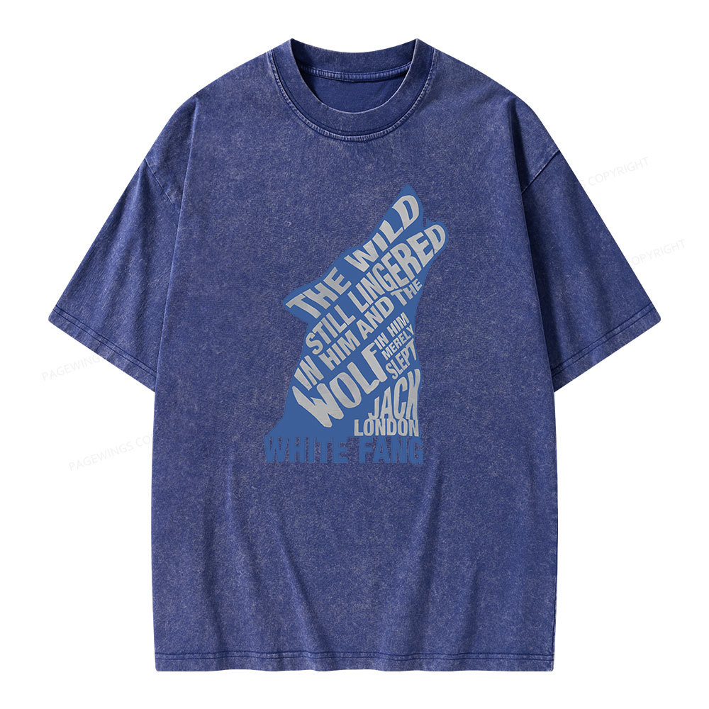 Pagewings White Fang by Jack London Blue Book Quote Unisex Washed T-shirt
