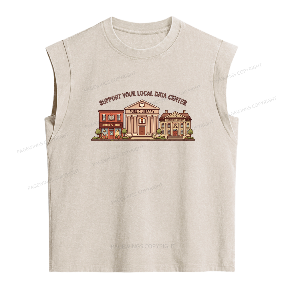 Pagewings Support Your Local Data Center Women's Washed Tank Top