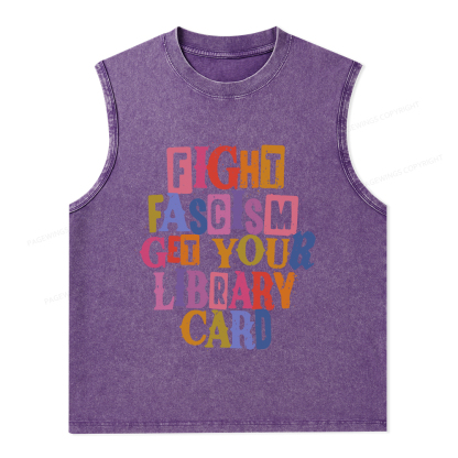 Pagewings Get Your Library Card Unisex Washed Tank Top