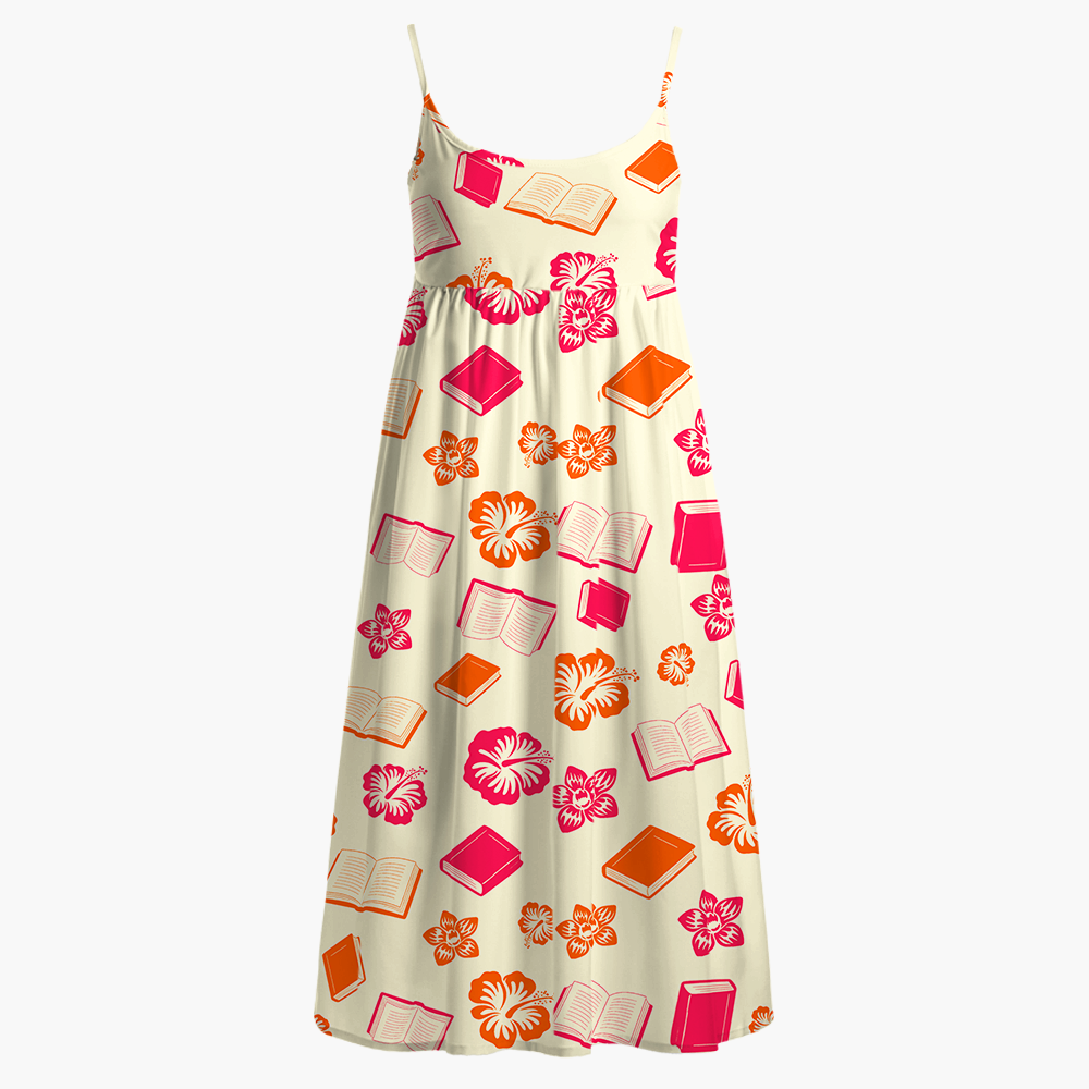 Pagewings Bookish Summer Printed Spaghetti Strap Midi Sundress