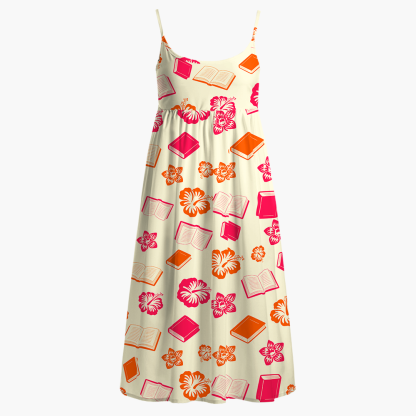 Pagewings Bookish Summer Printed Spaghetti Strap Midi Sundress