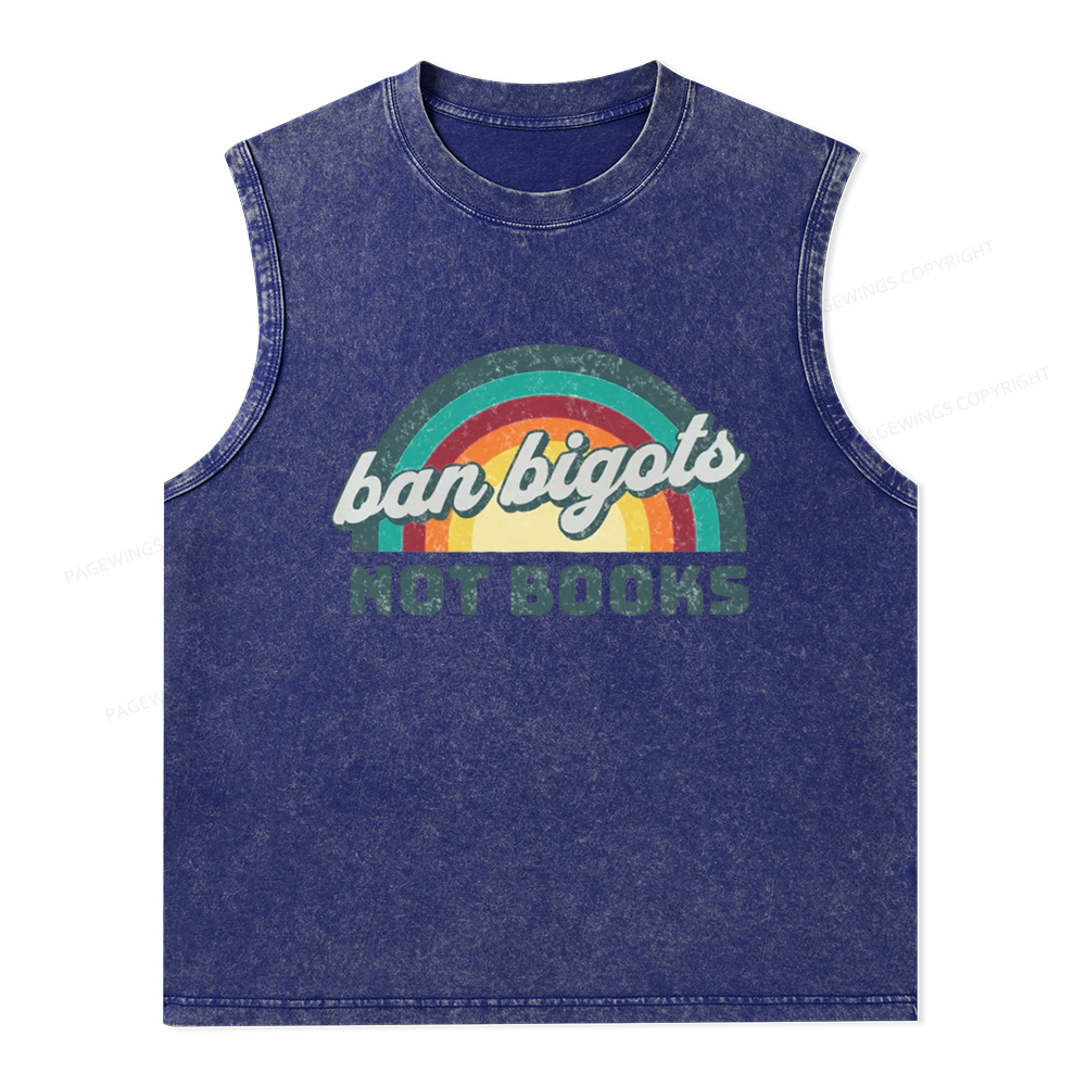 Pagewings Ban Bigots Not Books Unisex Washed Tank Top