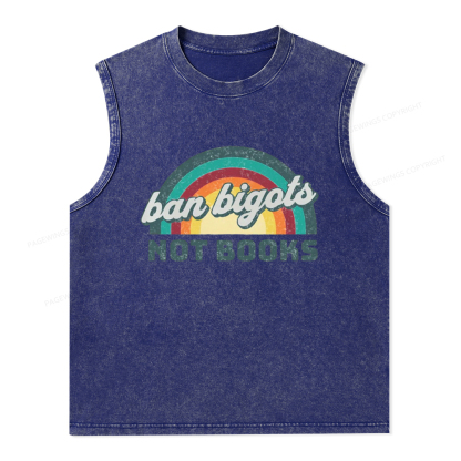 Pagewings Ban Bigots Not Books Unisex Washed Tank Top