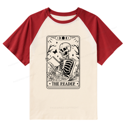 Pagewings Halloween The Reader Tarot Card Raglan T-shirt