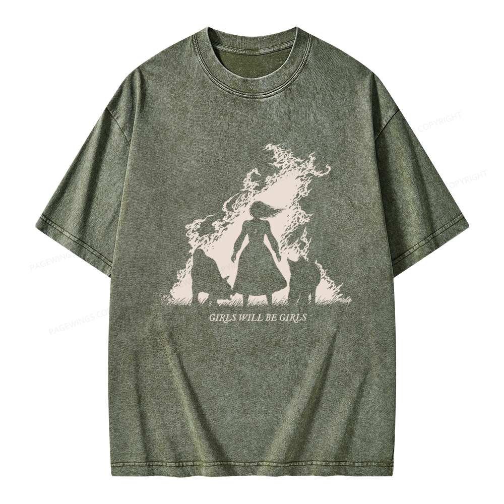 Pagewings Girls Will be Girls Unisex Washed T-shirt