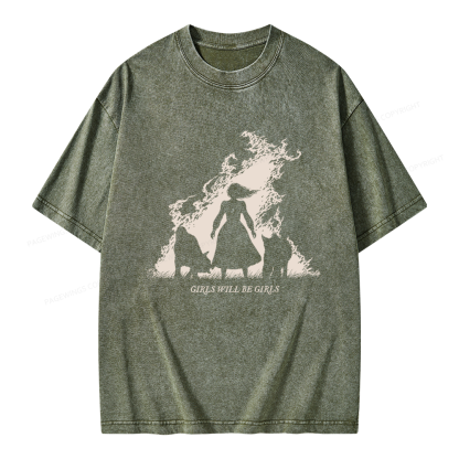 Pagewings Girls Will be Girls Unisex Washed T-shirt