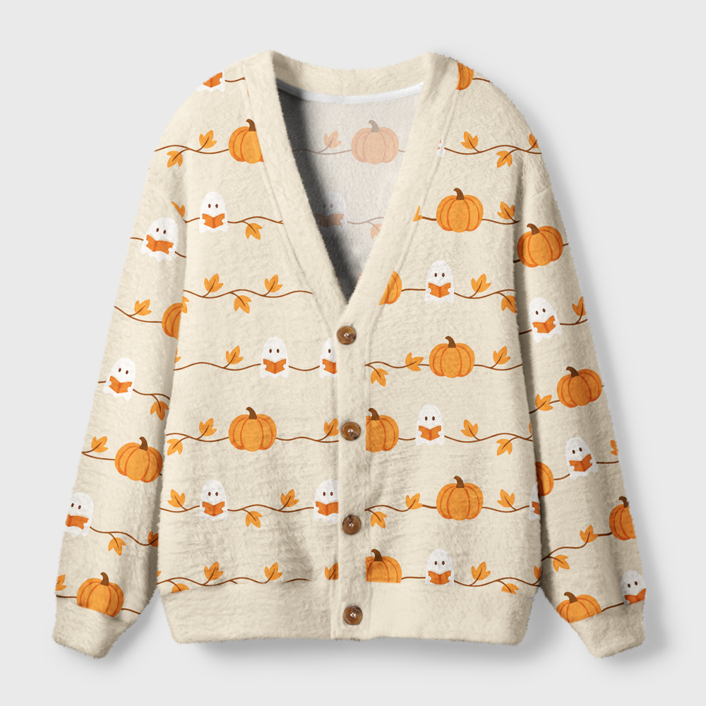 Pagewings Ghosts Love Reading Light Knit Unisex Cardigan Sweaters