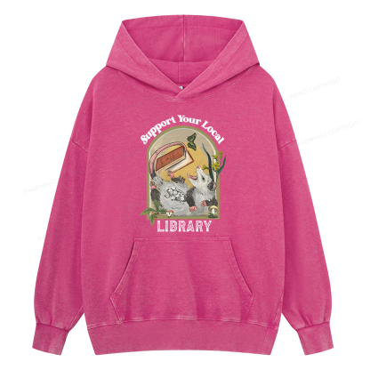 Pagewings Library Readers Make Leaders Jersey Unisex Washed Hoodie