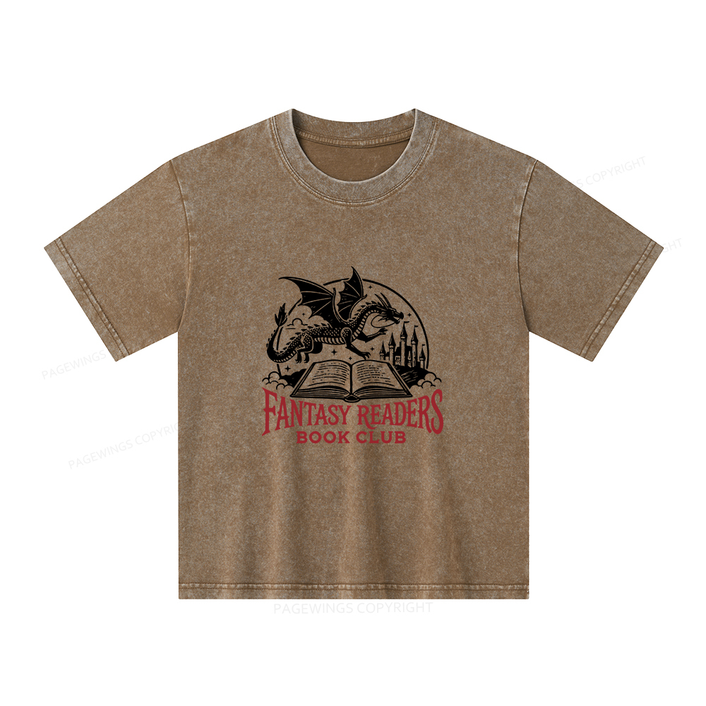 Pagewings Fantasy Readers Book Club Unisex Kids Washed T-shirt