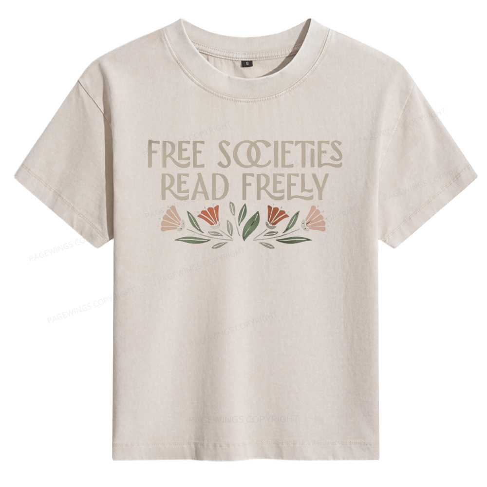 Pagewings Read Freely Women's Washed T-shirt