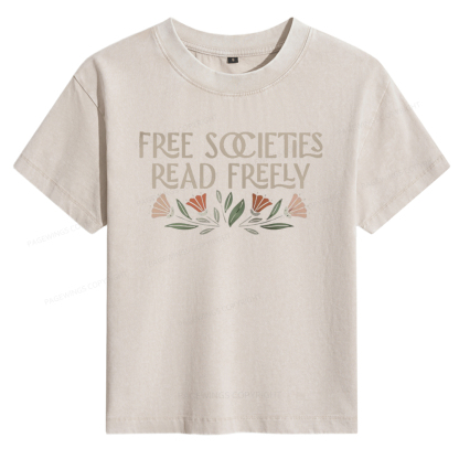 Pagewings Read Freely Women's Washed T-shirt