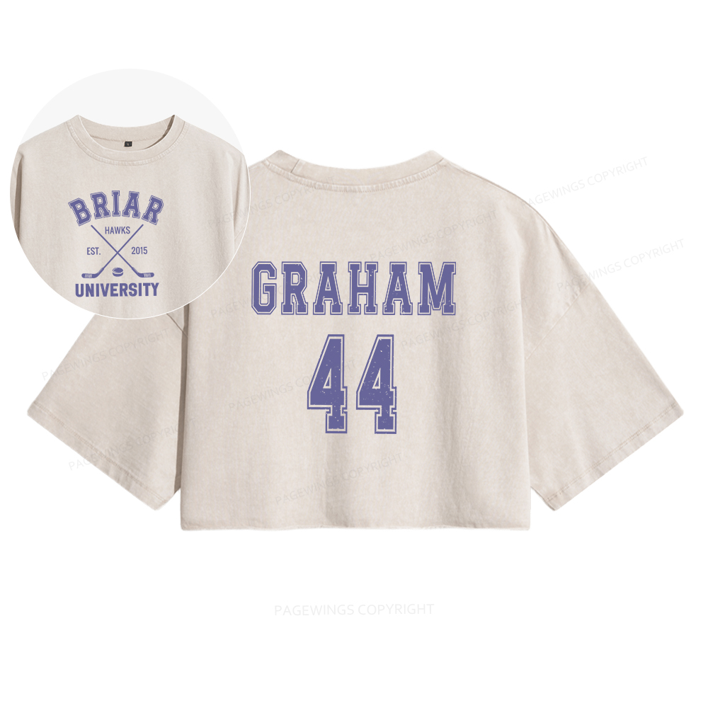 Pagewings Hockey Romance Women's Washed Cropped T-shirt