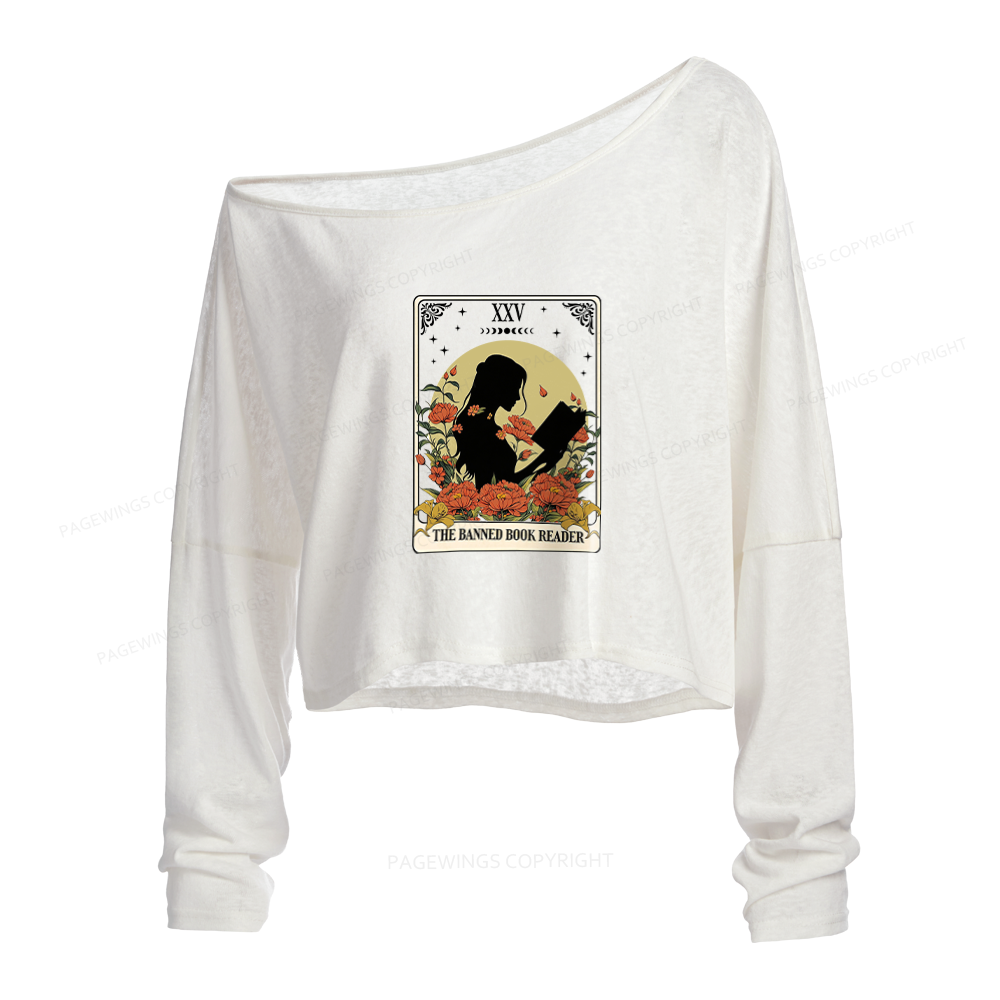 Pagewings The Banned Book Reader Slouchy Long Sleeve Off Shoulder T-shirt