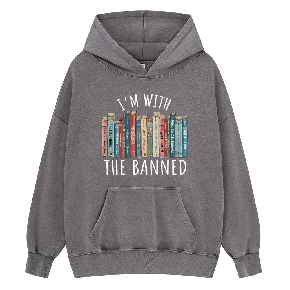Pagewings I'm With The Banned Unisex Washed Hoodie