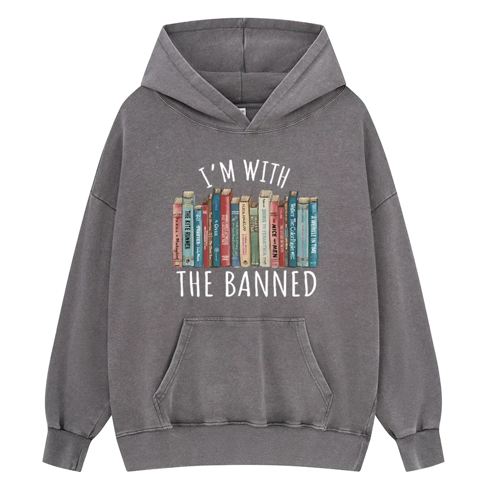 Pagewings I'm With The Banned Unisex Washed Hoodie