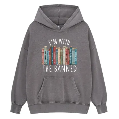 Pagewings I'm With The Banned Unisex Washed Hoodie