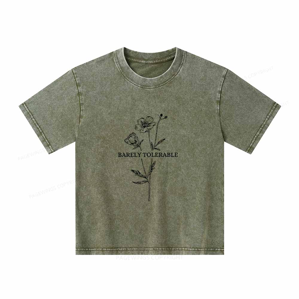 Pagewings Barely Tolerable Unisex Kids Washed T-shirt