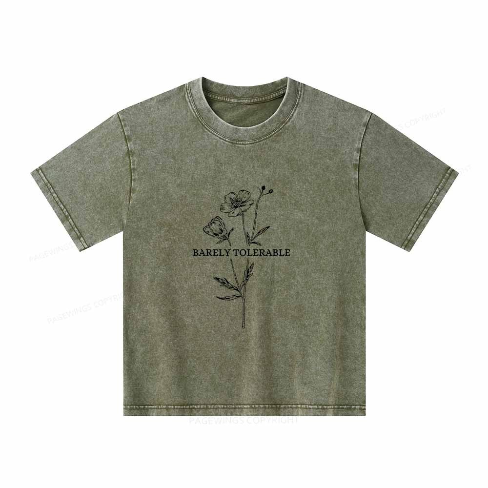 Pagewings Barely Tolerable Unisex Kids Washed T-shirt