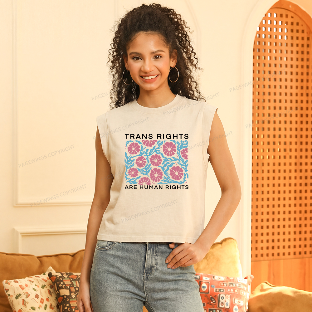 Pagewings Trans Rights Are Human Rights Women's Washed Tank Top