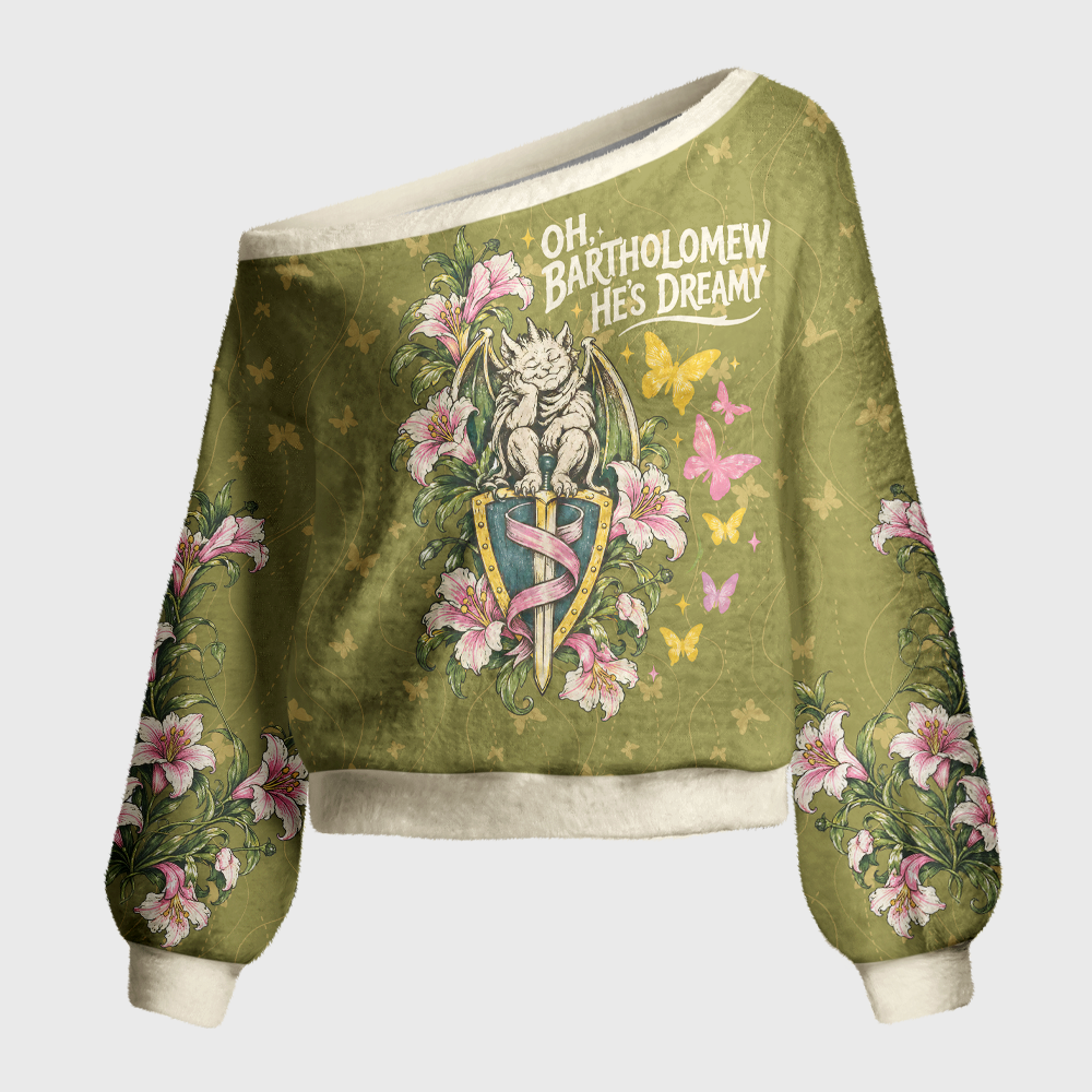 Pagewings Fantasy Books Lover Off Shoulder Ugly Knit Sweater