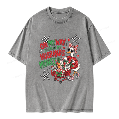 Pagewings On My Way to Spend My Husband’s Money Unisex Washed T-shirt