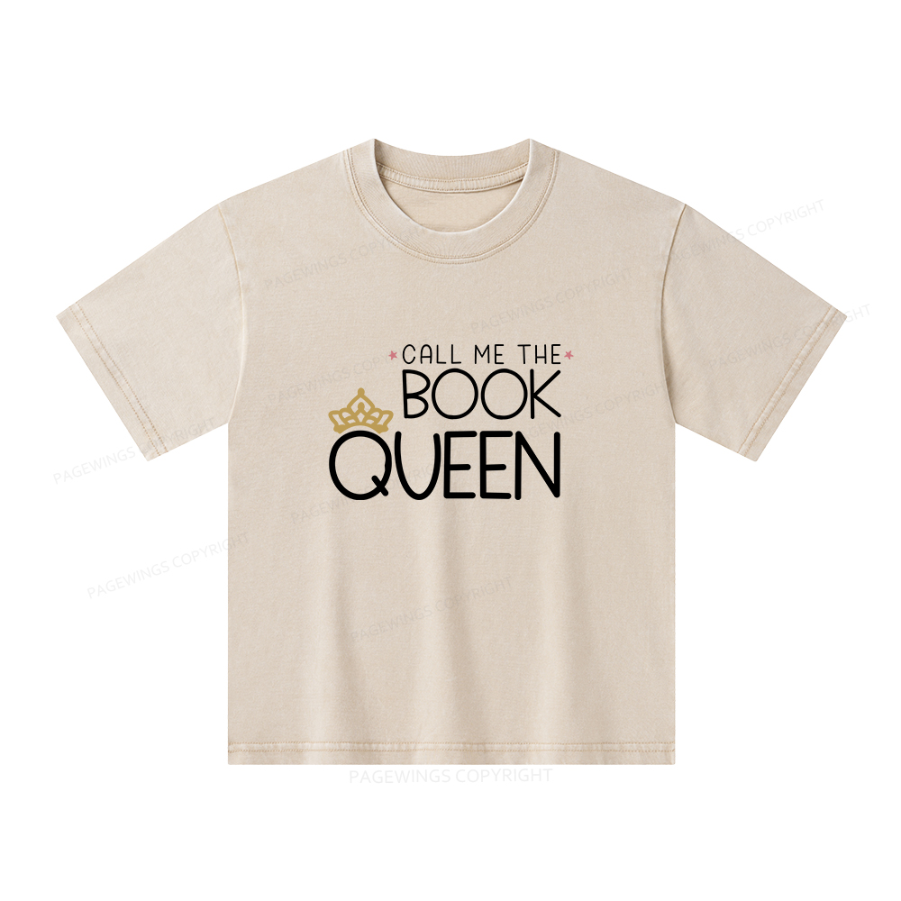 Pagewings Call Me The Book Queen Unisex Kids Washed T-shirt