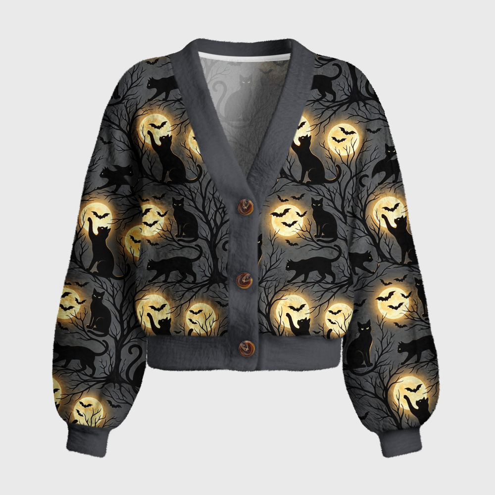 Pagewings The Cat and the Moon Women's Cardigan Sweater