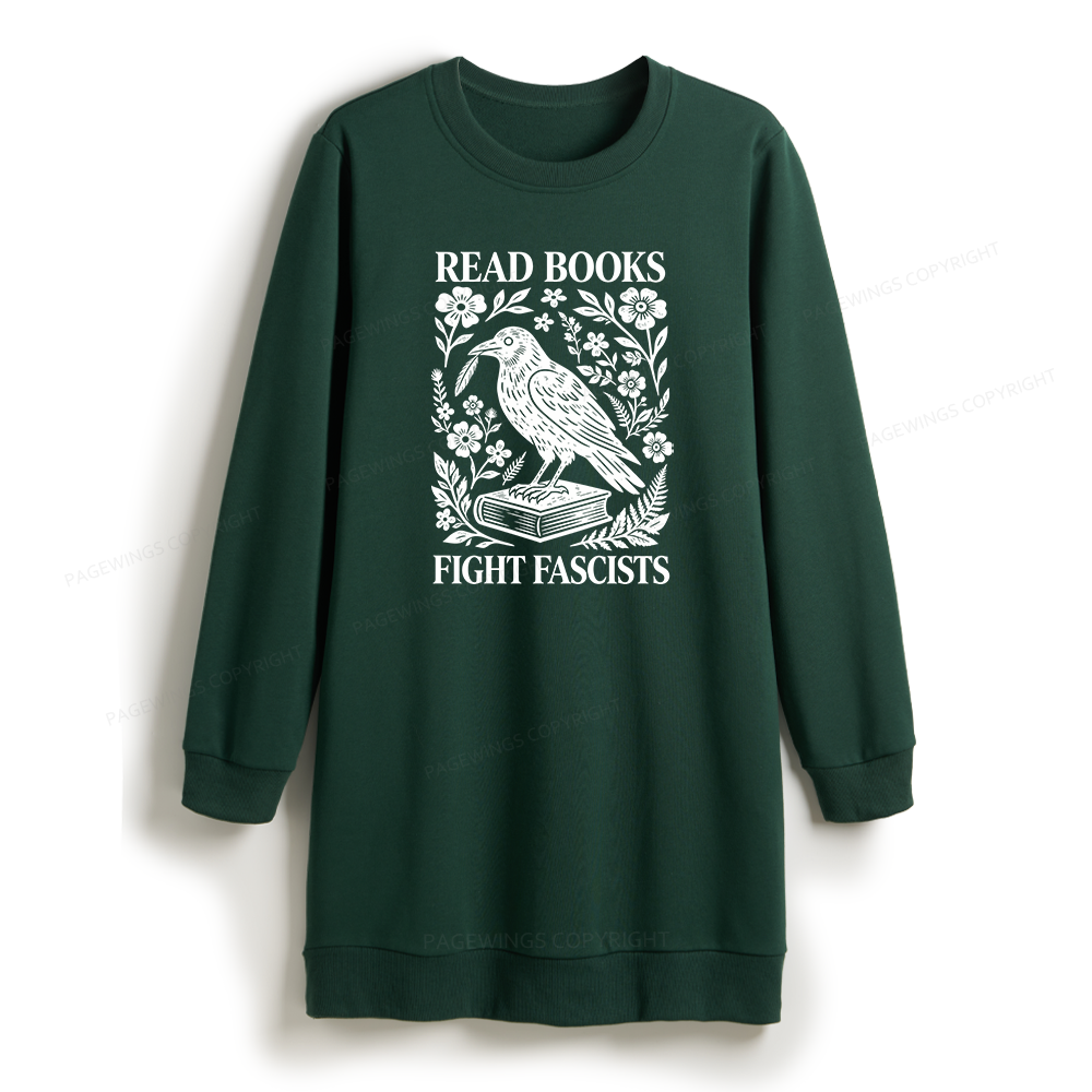 Pagewings Read Books Fight Fascists Sweatshirt Dress