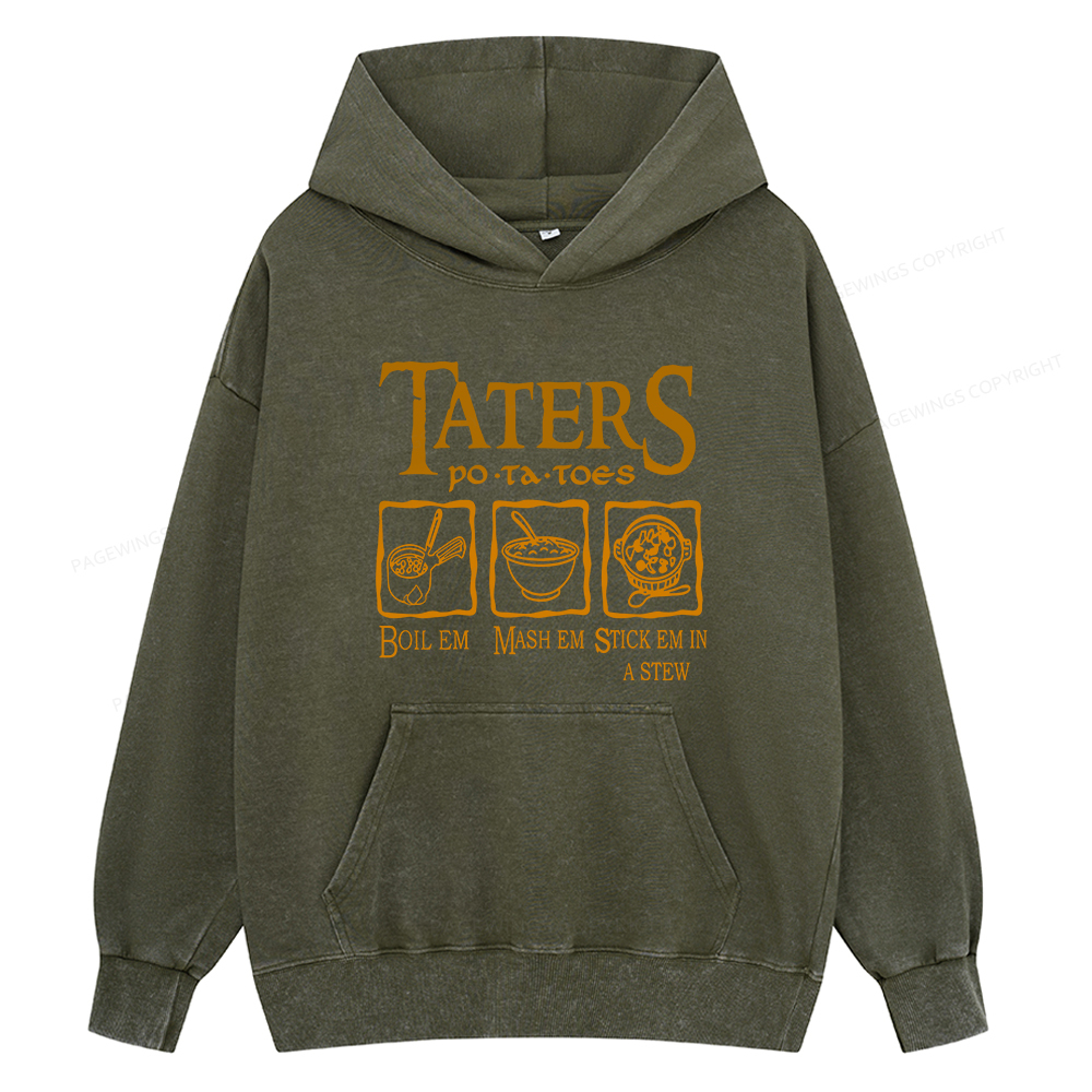 Pagewings Taters PoTaToes Unisex Washed Hoodie