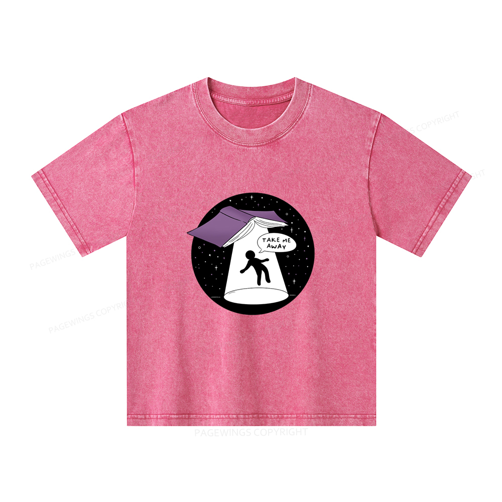 Pagewings Take Me Away Unisex Kids Washed T-shirt