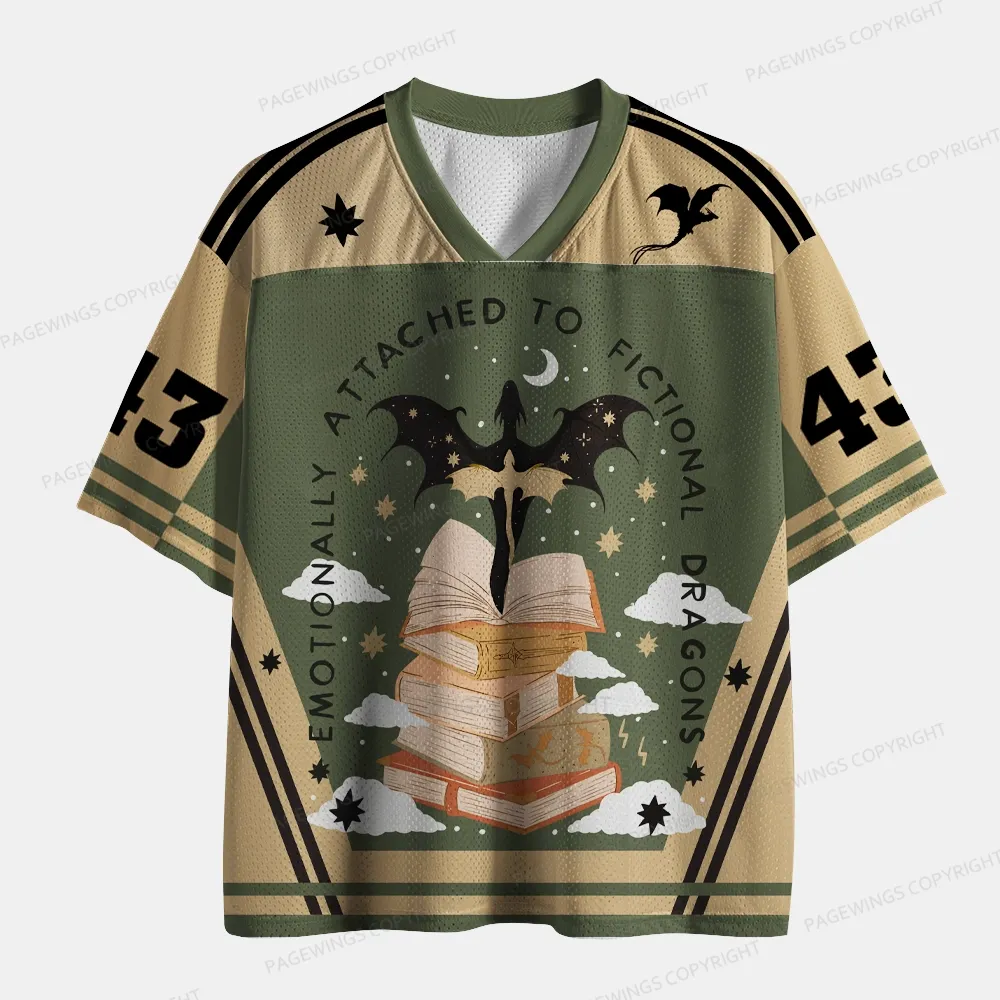 Pagewings Emotionally Attached To Fictional Dragons Unisex Mesh Jersey
