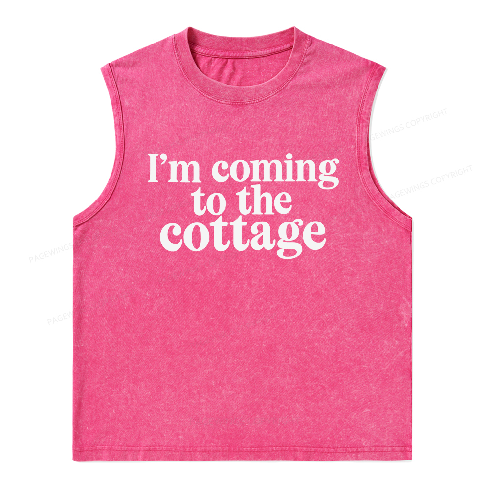 Pagewings I'm Coming To The Cottage Unisex Washed Tank Top
