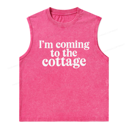 Pagewings I'm Coming To The Cottage Unisex Washed Tank Top