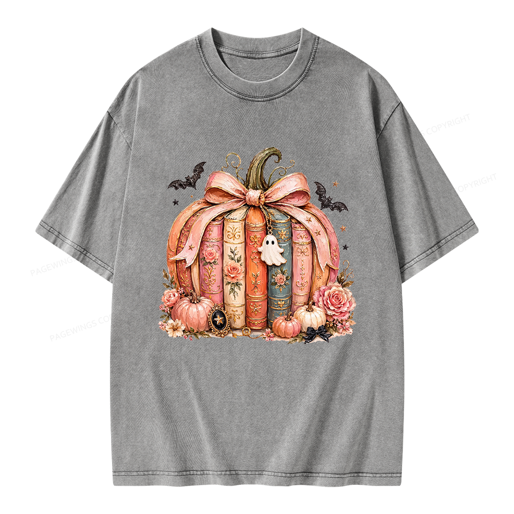 Pagewings Book Pumpkin Unisex Washed T-shirt
