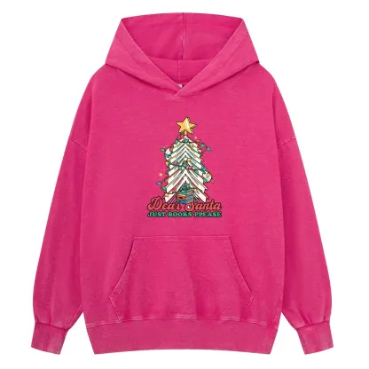 Pagewings Christmas Dear Santa Just Books Please Unisex Washed Hoodie