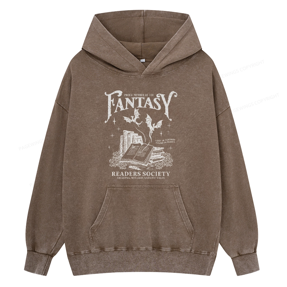 Pagewings  Fantasy Readers Society Unisex Washed Hoodie